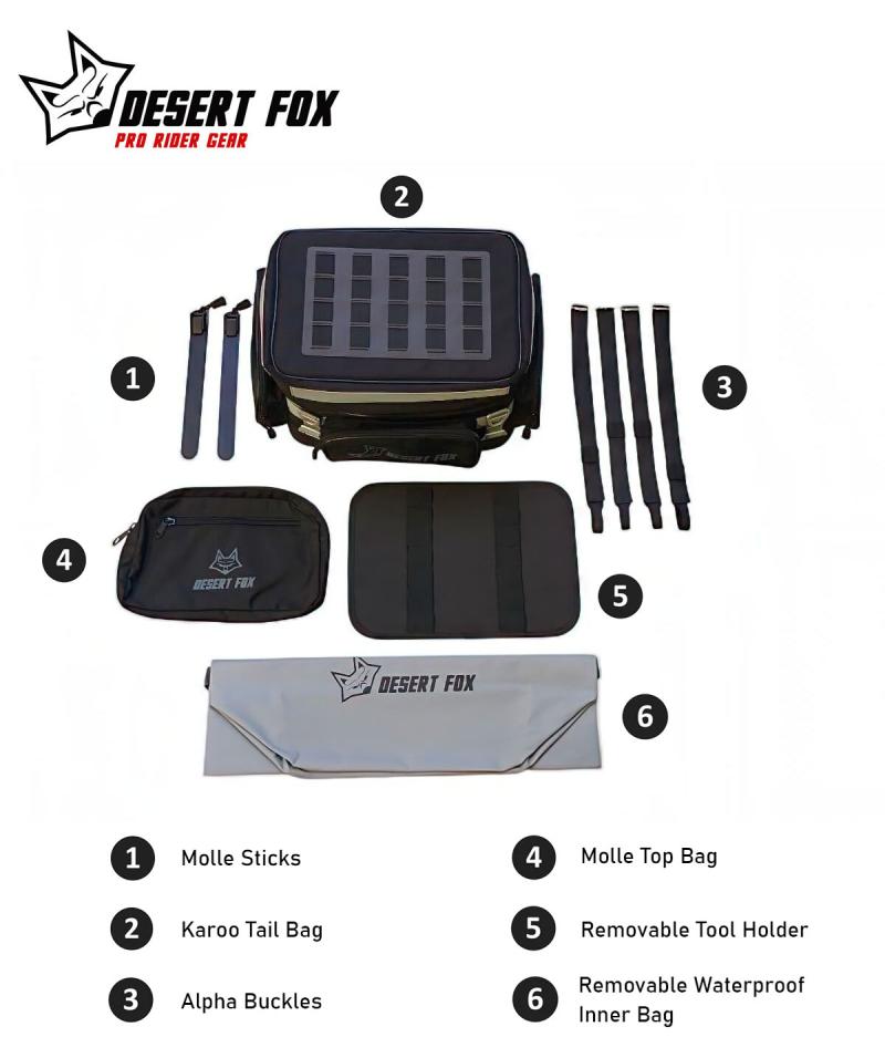 Desert Fox Karoo rear Tail bag contents
