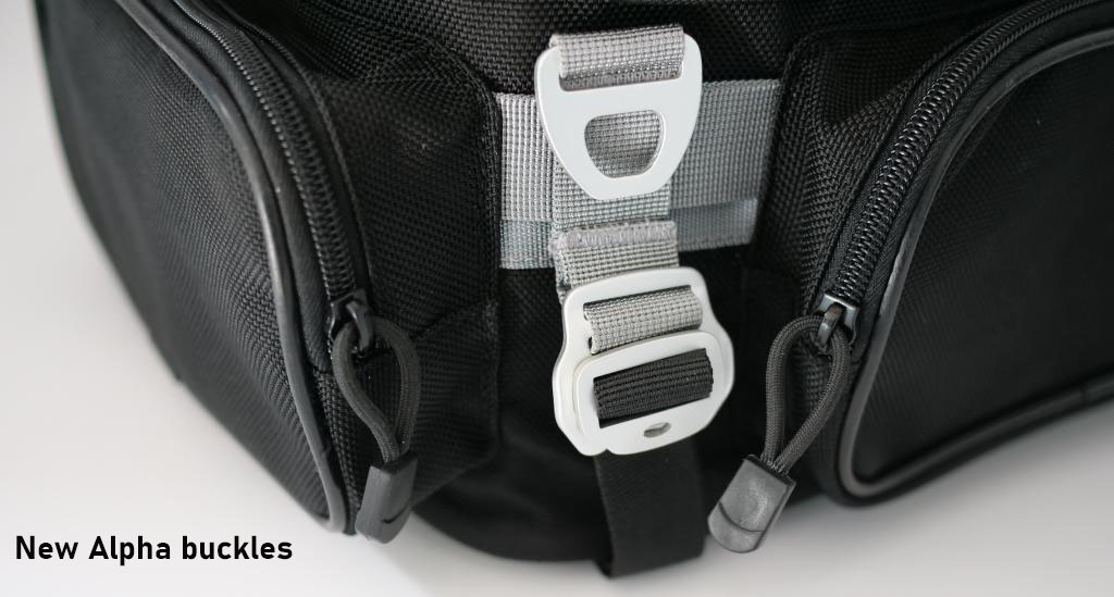 Motorcycle luggage alpha tie down points
